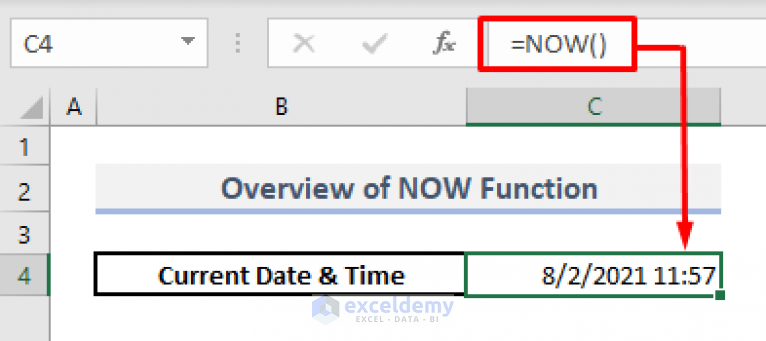 Excel Now Function Date And Time