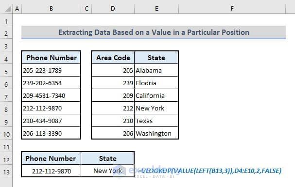 vlookup to extract data based on value in particular position within text in excel
