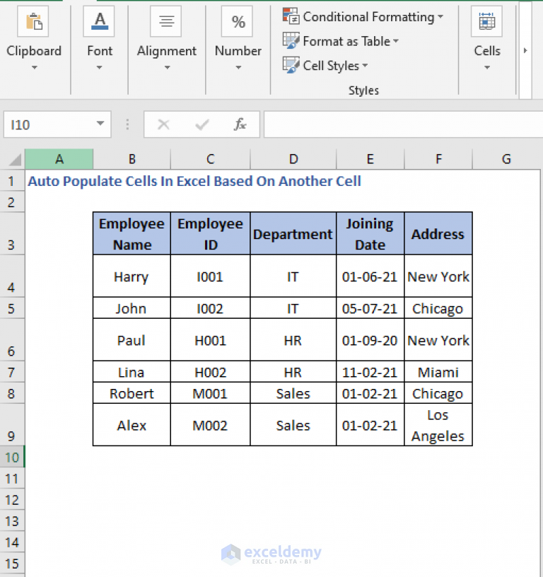 Excel Formula To Auto Populate Data Based On Another Cell