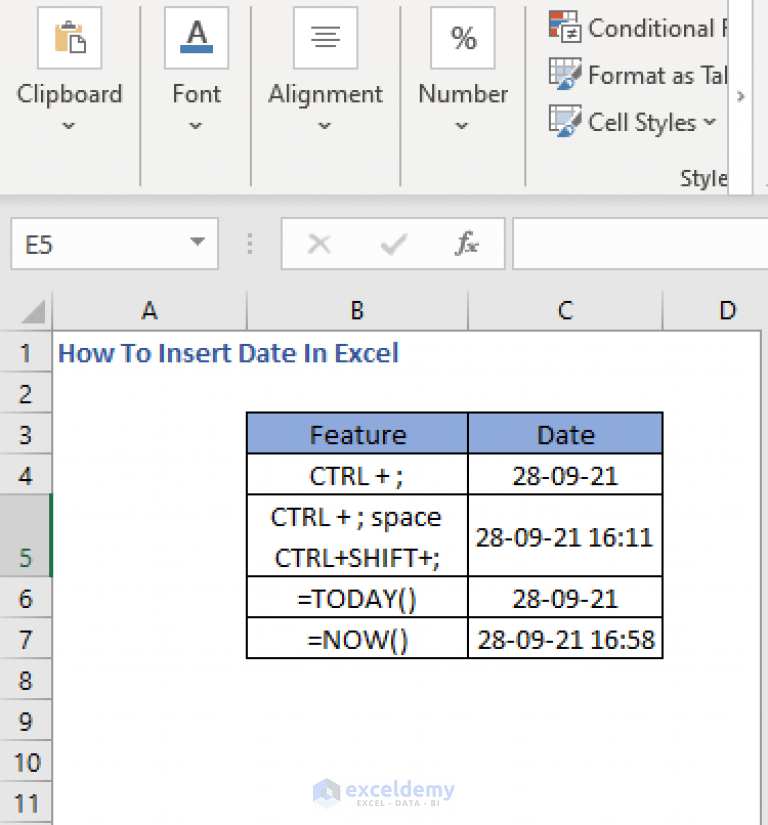 How to Insert Date in Excel (7 Simple Methods) - ExcelDemy