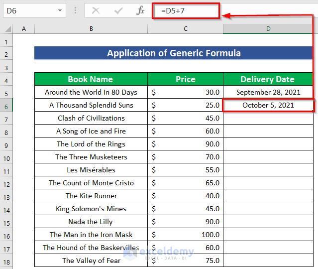 How Do I Add 7 Days To A Date In Excel 5 Methods ExcelDemy