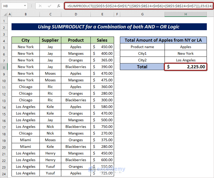 How To Use Sumproduct With Multiple Criteria In Excel 5747