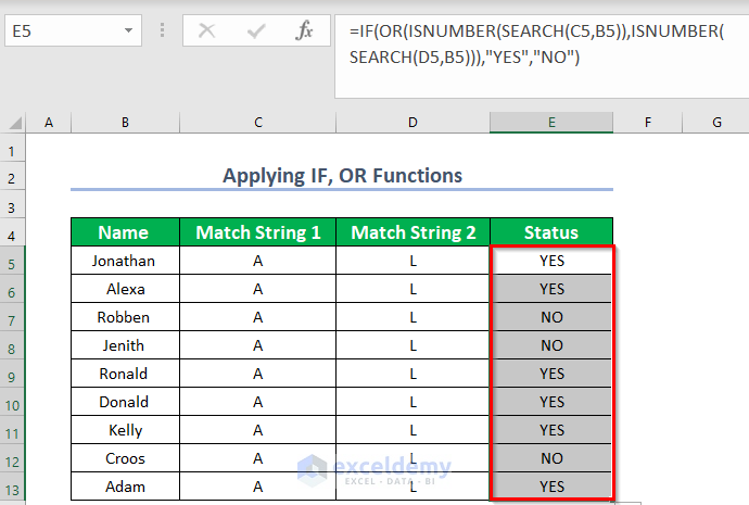 Finding partial match string in Excel