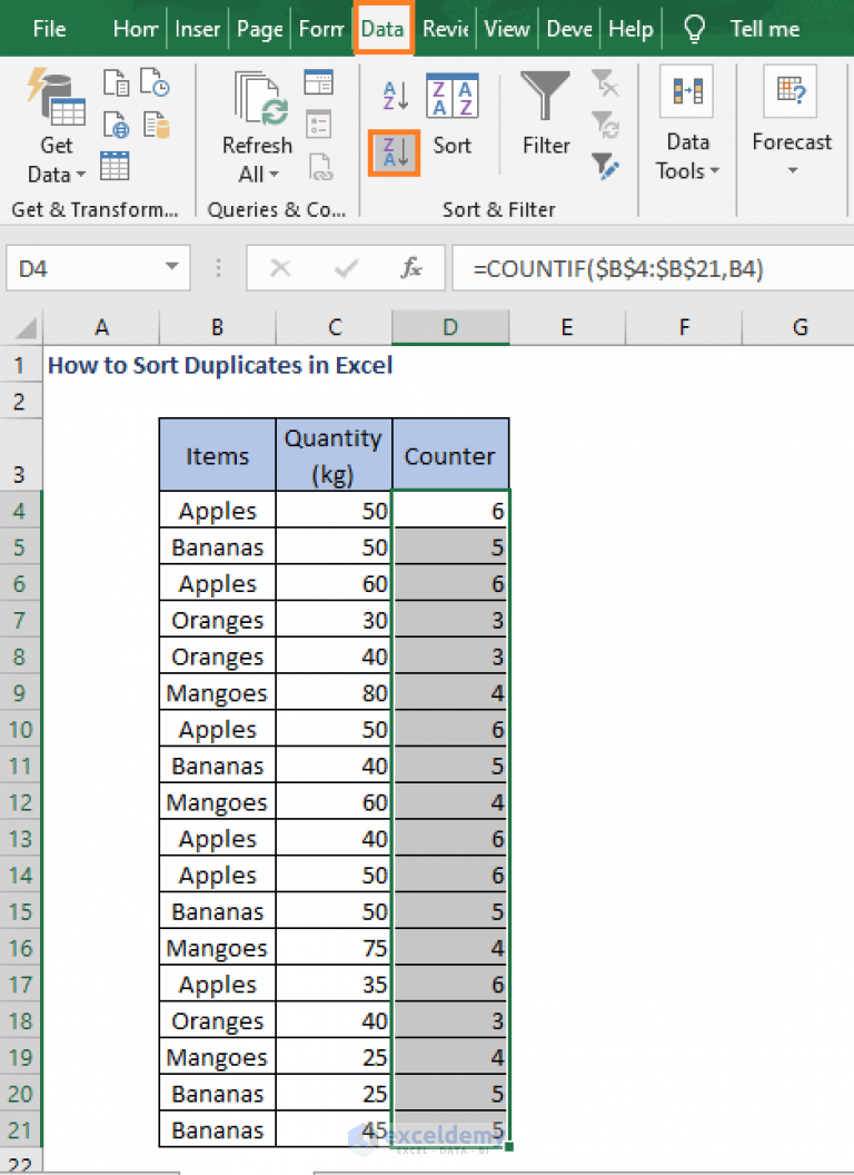 How To Sort Duplicates In Excel Columns And Rows ExcelDemy