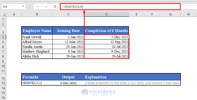 How To Add 6 Months To A Date In Excel