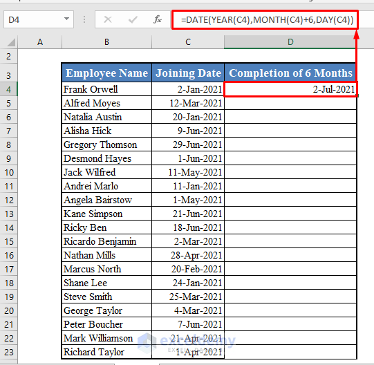  How To Add 6 Months To A Date In Excel 2 Easy Ways ExcelDemy