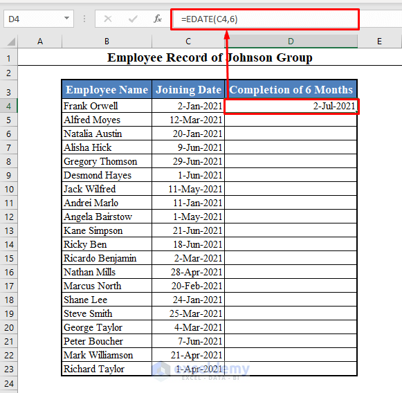 How To Add 6 Months To A Date In Excel