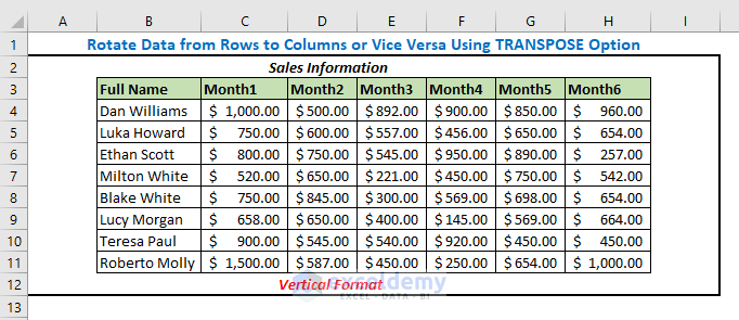 excel transpose cells from horizontal to vertical