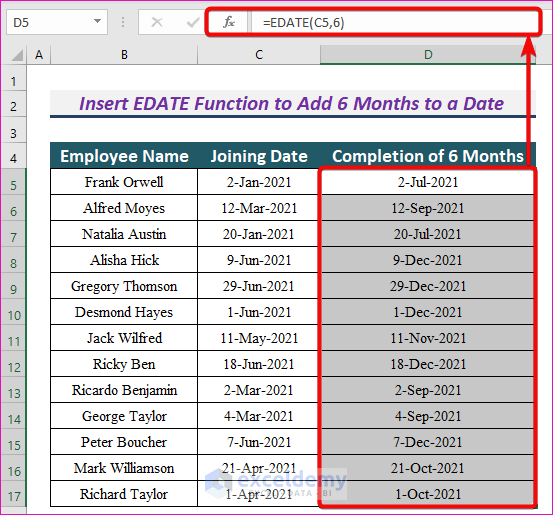 How To Add 6 Months To A Date In Excel 2 Easy Ways 