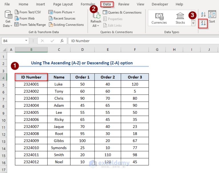 How to Sort Rows by Column in Excel (4 Easy Methods)