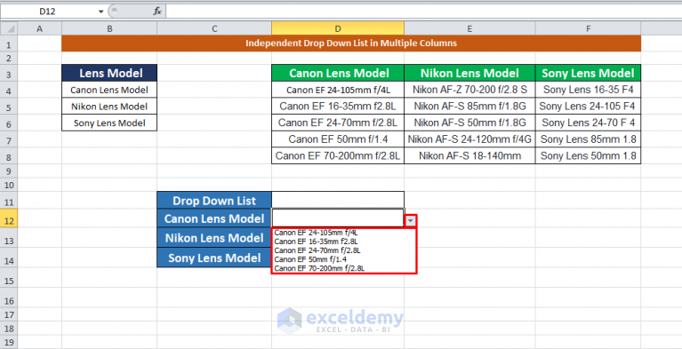 how-to-create-drop-down-list-in-multiple-columns-in-excel-3-ways