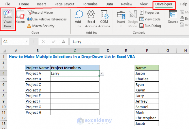 Multiple Dependent Drop-Down List Excel VBA (3 Ways) - ExcelDemy