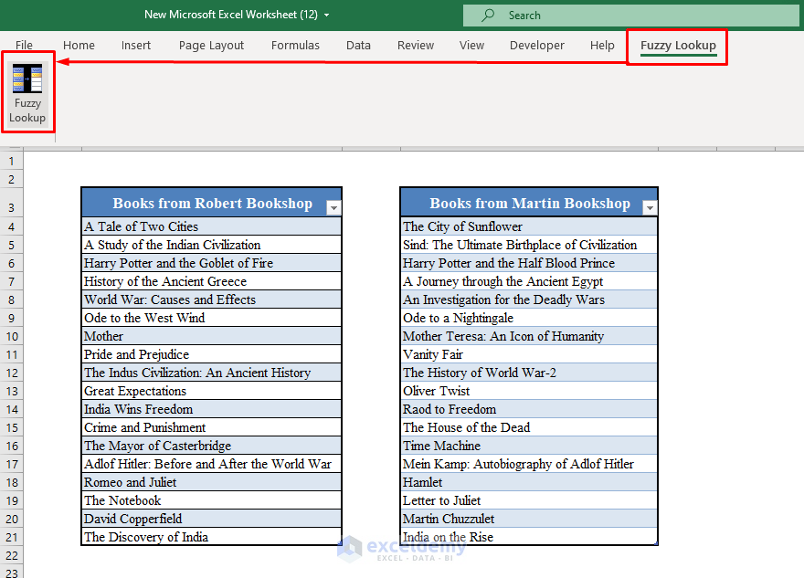 Fuzzy Lookup Option in Excel Toolbar