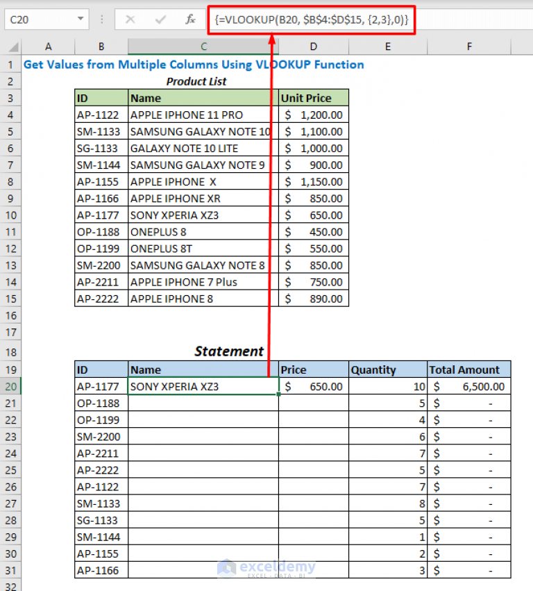 How To Apply Vlookup In Multiple Columns In Excel Pri 3263