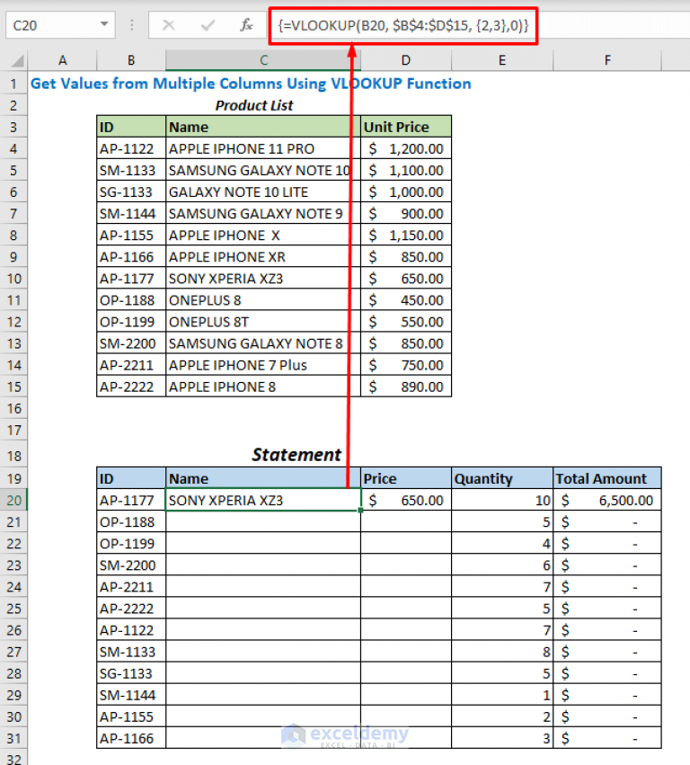 How to Use VLOOKUP for Multiple Columns in Excel ExcelDemy