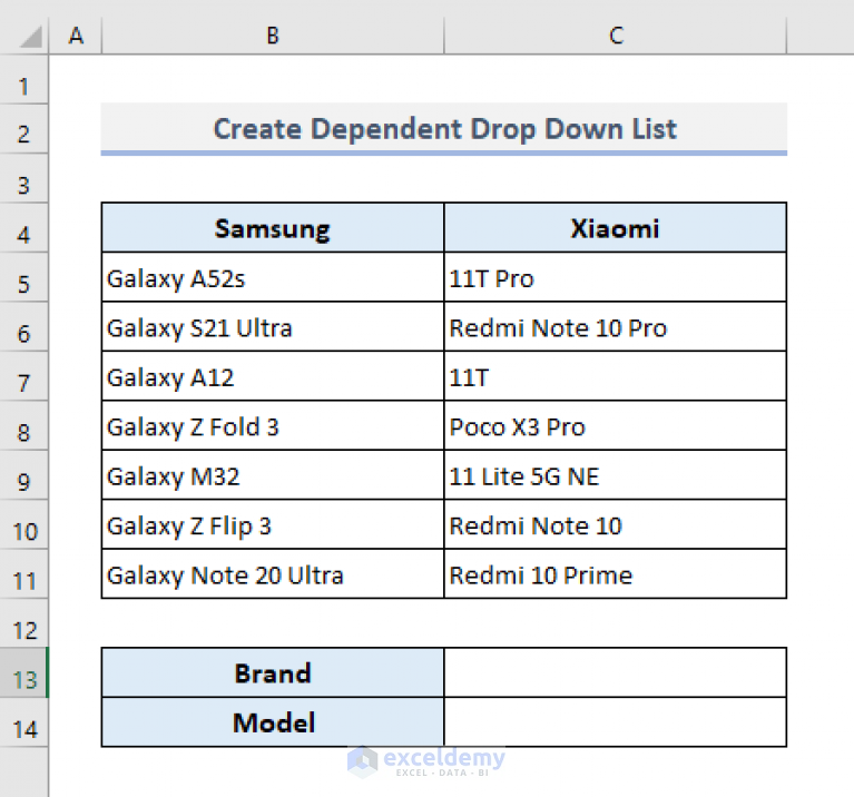 Create Conditional Drop Down List In Excel 2016