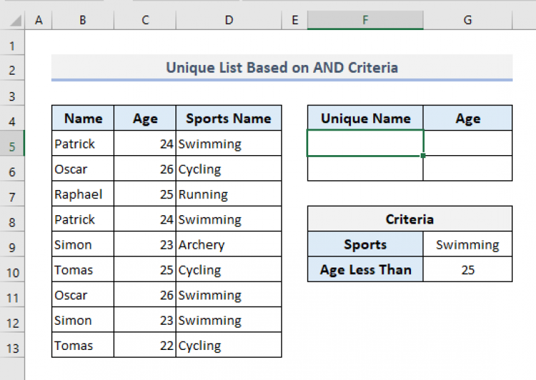 How To Create A Unique List In Excel Based On Criteria