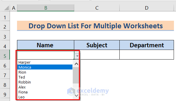 How To Create A Drop Down List From Another Sheet In Excel