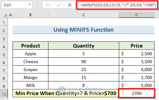 How To Find Minimum Value Based On Multiple Criteria In Excel