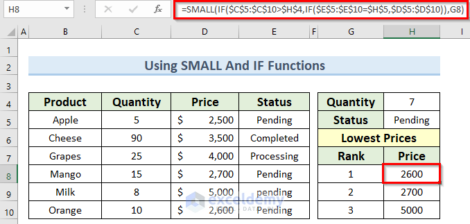 How To Find Minimum Value Based On Multiple Criteria In Excel