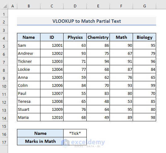 Lookup Partial Text Match In Excel 5 Methods ExcelDemy