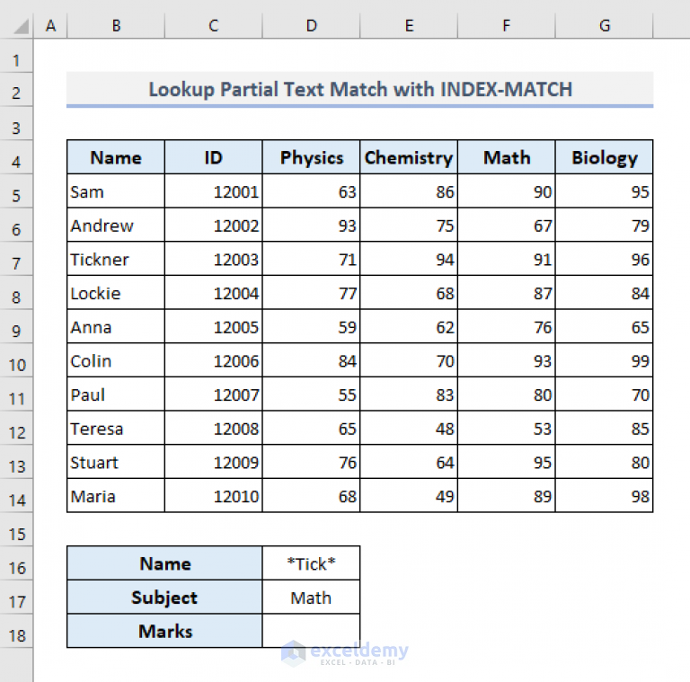 Lookup Partial Text Match In Excel 5 Methods 