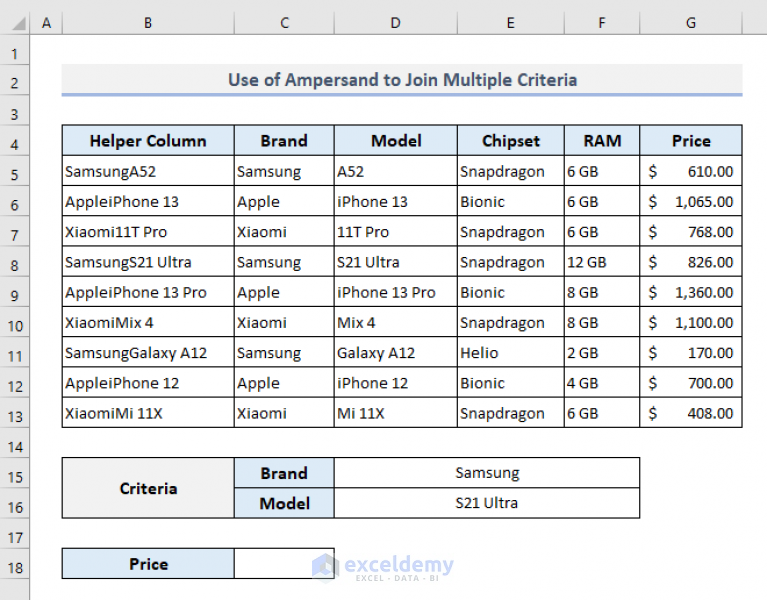 VLOOKUP With Multiple Criteria In Excel (6 Examples) - ExcelDemy