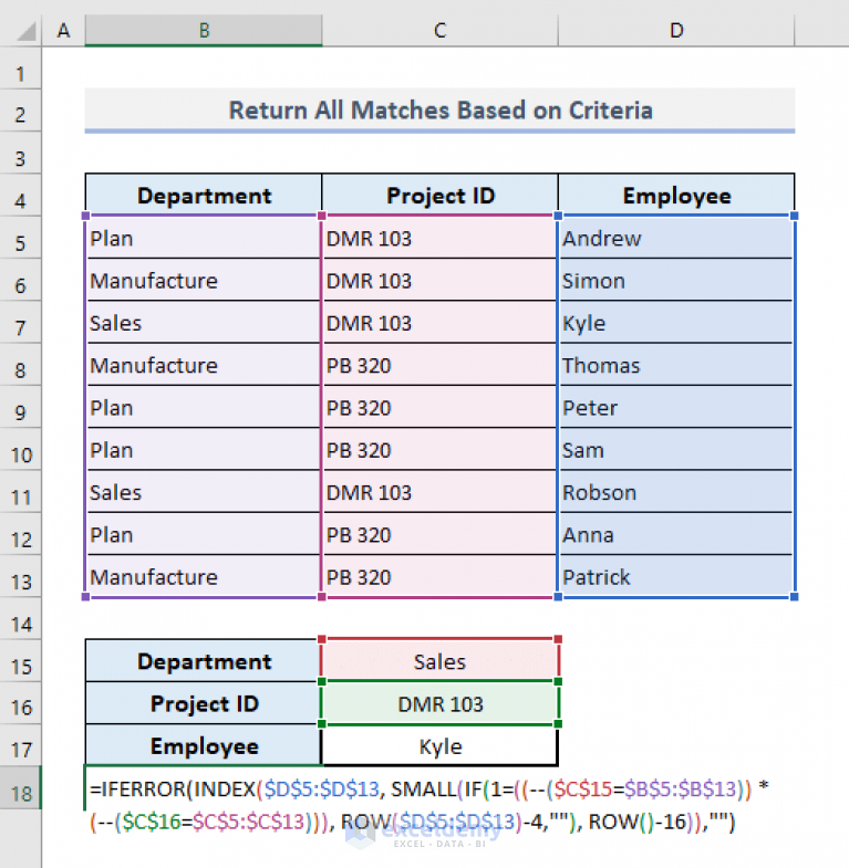 Excel Return All Matches