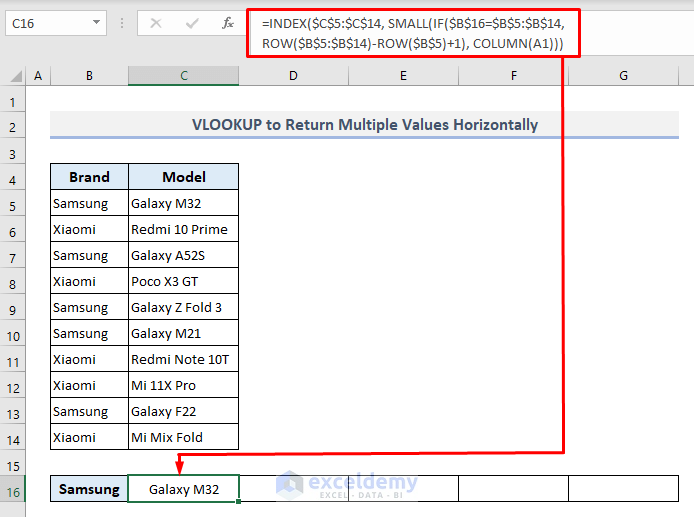 VLOOKUP To Return Multiple Values Horizontally In Excel ExcelDemy