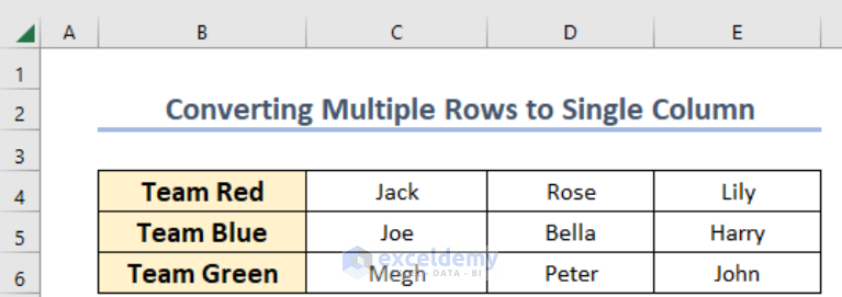 How To Convert Multiple Rows To A Single Column In Excel 6032