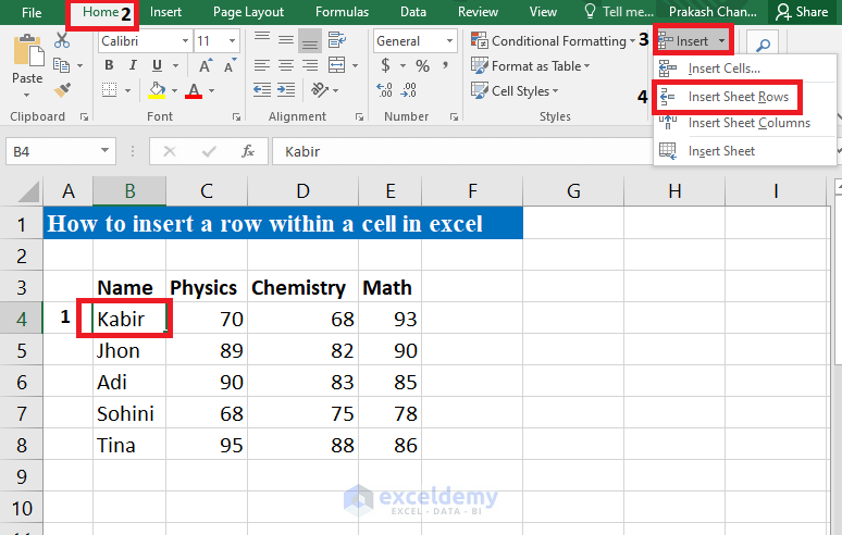 tell excel how many rows to insert