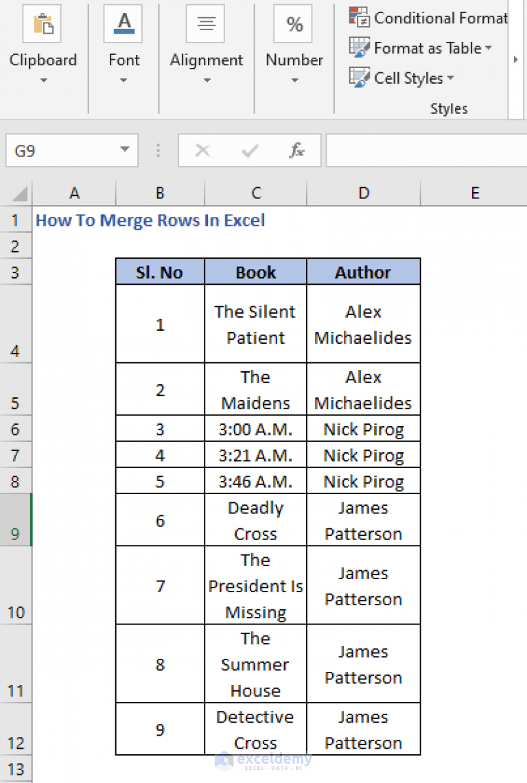 How To Merge Rows In Excel 2 Easy Methods Exceldemy 1593