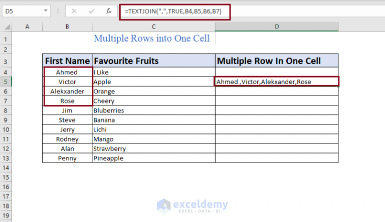 Combine Multiple Rows In One Cell Excel