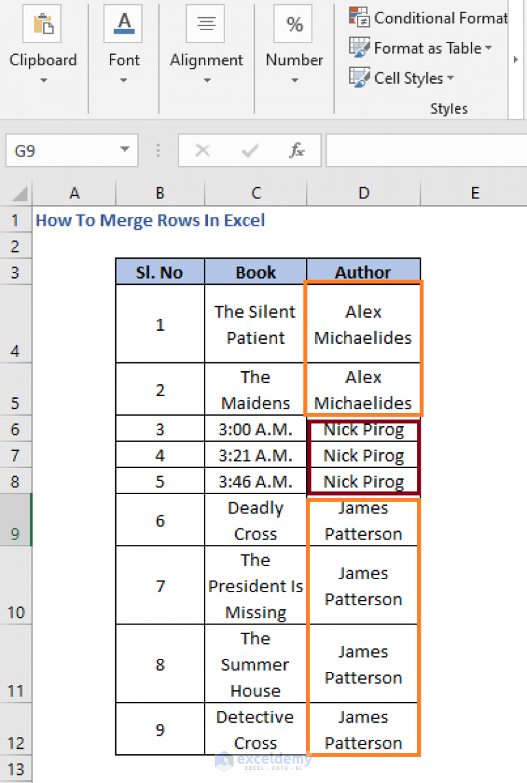 How To Merge Rows In Excel 2 Easy Methods ExcelDemy