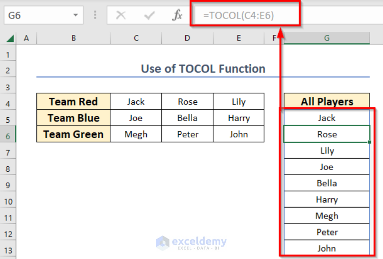 How to Convert Multiple Rows to a Single Column in Excel