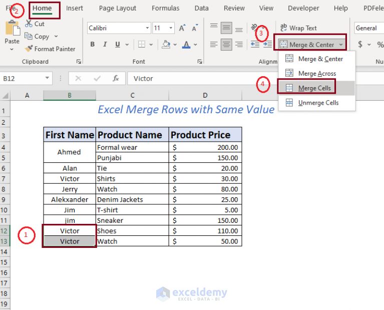 Excel Merge Rows With Same Value 4 Ways Exceldemy 8949