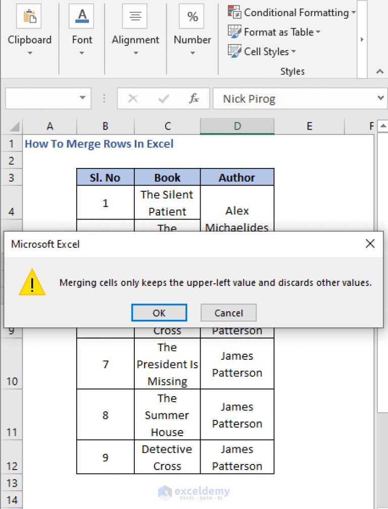 How To Merge Rows In Excel 2 Easy Methods Exceldemy 5266