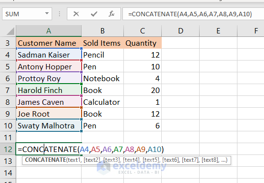 How to Merge Rows in Excel without losing Data (5 Ways) - ExcelDemy