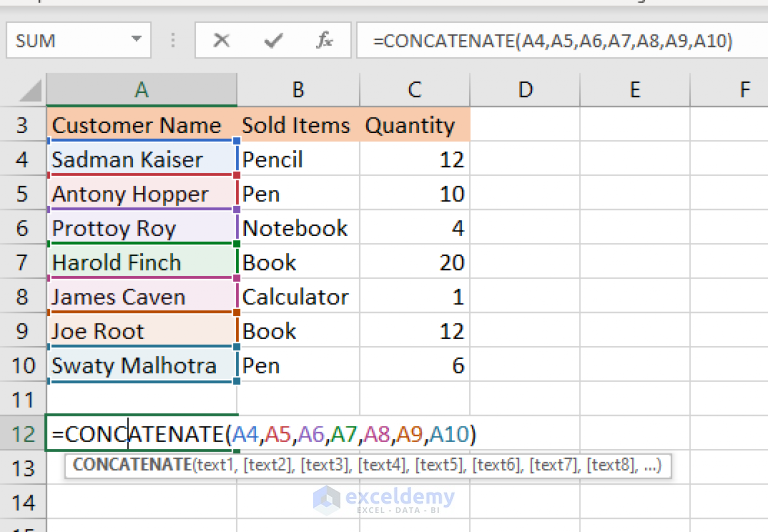 How to Merge Rows in Excel without losing Data (5 Ways) - ExcelDemy