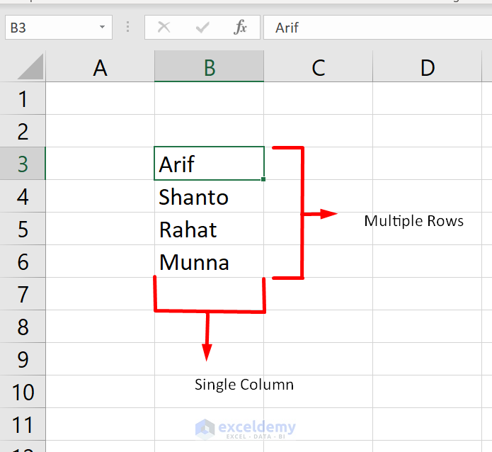 convert-multiple-rows-to-a-single-column-in-excel-2-ways