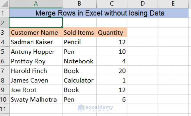 How To Merge Rows In Excel Without Losing Data 5 Ways ExcelDemy