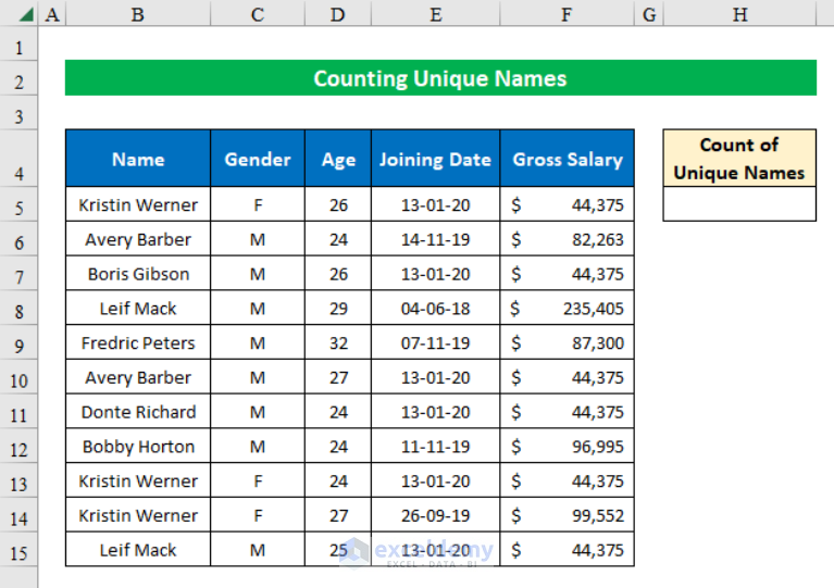 how-to-count-unique-names-in-excel-6-simple-methods