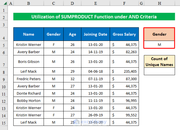 how-to-count-unique-names-in-excel-6-simple-methods