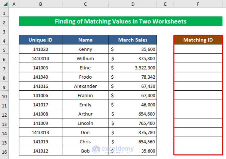 How To Find Matching Values In Two Worksheets In Excel