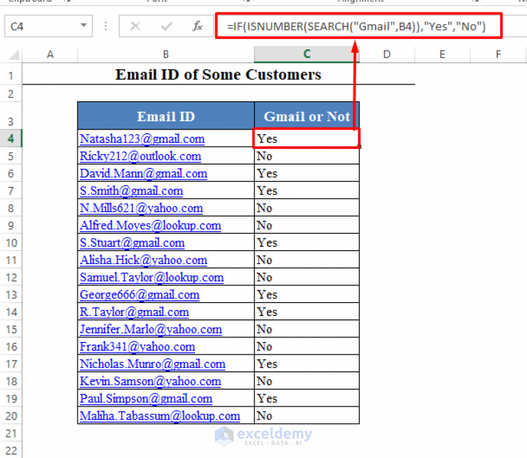 Formula Find Text In Excel