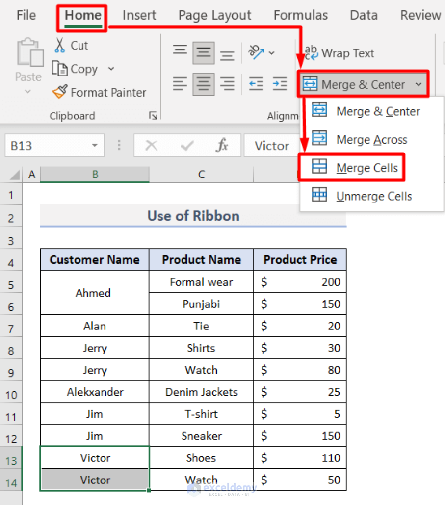 How to Merge Rows with Same Value in Excel (5 Quick Ways)