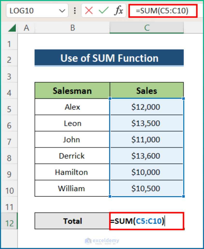 How to Add the Sum of a Column in Excel (7 Easy Ways)