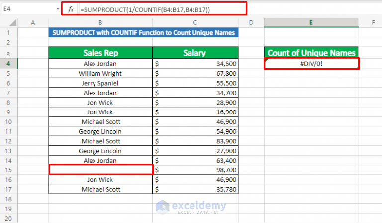 count names in excel