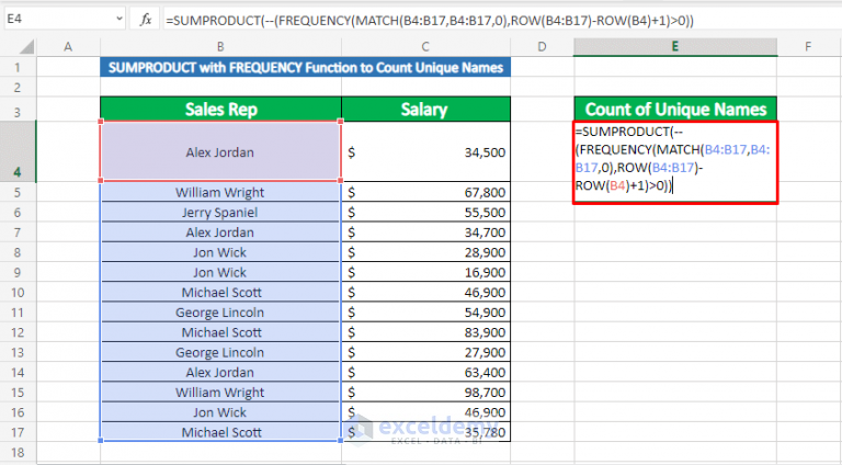 List Of Unique Names In Excel