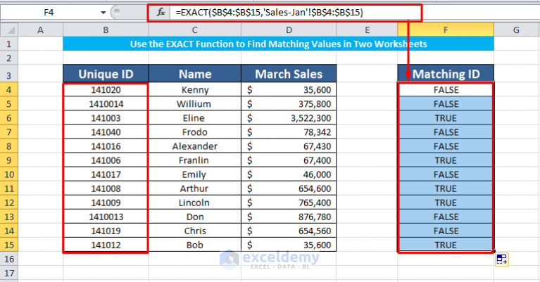 How To Find Matching Values In Two Worksheets In Excel 4 Methods 